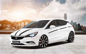 Opel Astra white car HD wallpaper