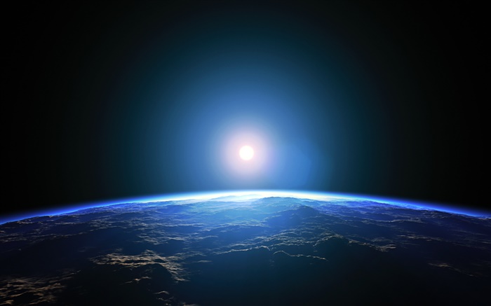 Planet, space, light, blue Wallpapers Pictures Photos Images