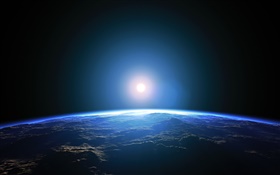 Planet, space, light, blue