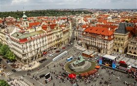 Prague, Old Town Square, city, houses, street, people