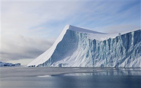 Sea, glacier ice, cold, clouds HD wallpaper