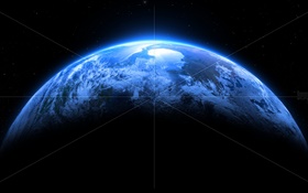 Blue planet, white lines HD wallpaper