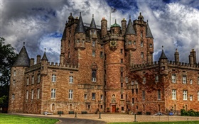 Glamis Castle, Scotland, clouds, dusk HD wallpaper