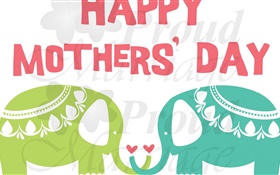 Happy Mother's Day, wishes, elephant, art HD wallpaper