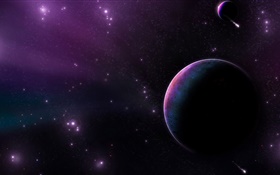 Planet, stars, comet, universe HD wallpaper
