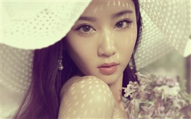 Summer, Asian girl, hat, flowers