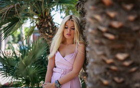 Summer, blonde girl, long hair, dream HD wallpaper
