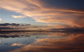 Sunset, dusk, Uyuni Salt Lake HD wallpaper