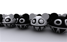 3D cartoon cats, white and black style HD wallpaper