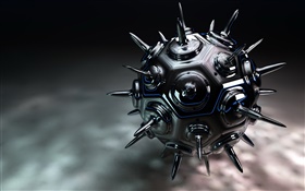 3D metal thorn ball HD wallpaper