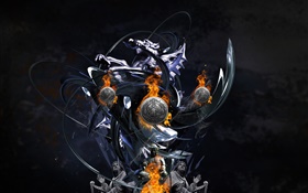 3D statue, dragon, buddha, black background HD wallpaper