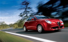 Alfa Romeo red car speed HD wallpaper