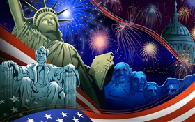 American Independence Day, the theme of art pictures, vector HD wallpaper