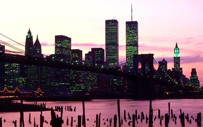 American Twin Towers, night, lights Wallpapers Pictures Photos Images