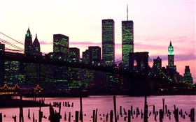 American Twin Towers, night, lights HD wallpaper