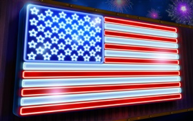 American flag, stars and stripes, neon HD wallpaper