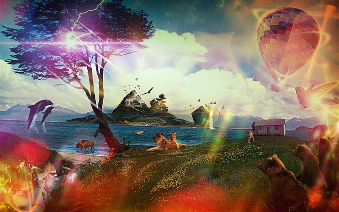 Animals dream world, creative design Wallpapers Pictures Photos Images