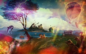 Animals dream world, creative design HD wallpaper