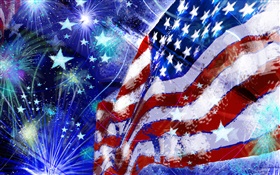 Art pictures, American flag, stars HD wallpaper