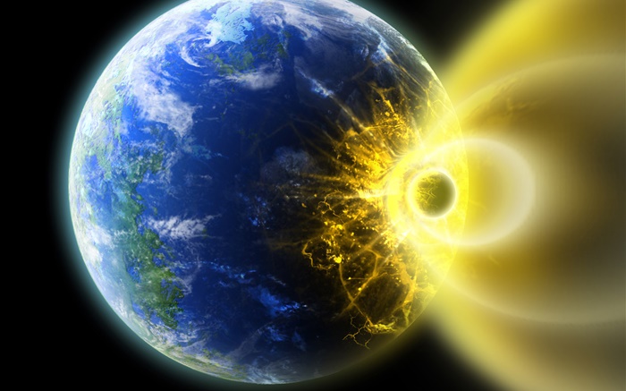 Asteroid colliding with Earth, devastation Wallpapers Pictures Photos Images