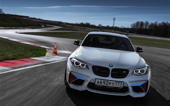 BMW M2 F87 Coupe front view, white color car Wallpapers Pictures Photos Images