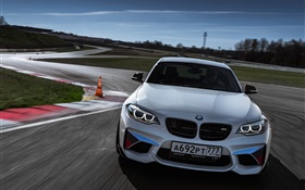 BMW M2 F87 Coupe front view, white color car HD wallpaper