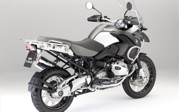 BMW R1200 GS black motorcycle rear view Wallpapers Pictures Photos Images