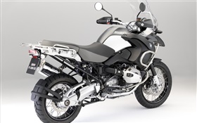 BMW R1200 GS black motorcycle rear view