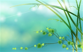 Bamboo, green, leaves, spring, vector pictures HD wallpaper