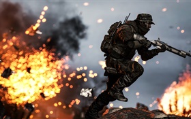 Battlefield 4, soldiers, rifle, running, fire HD wallpaper