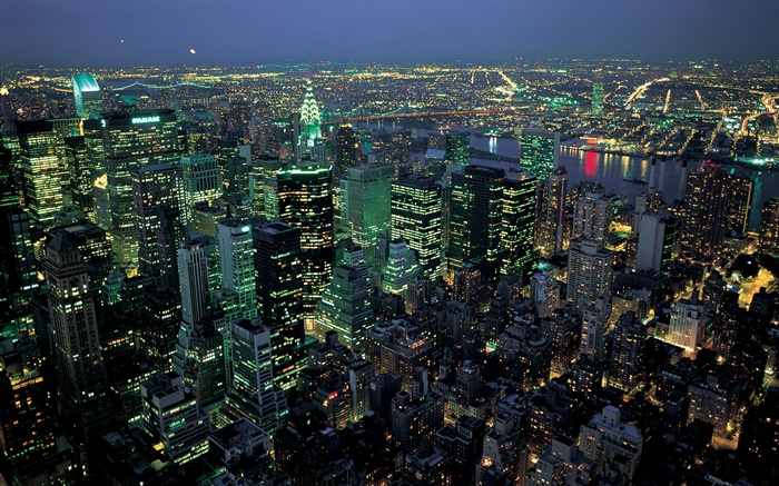 Beautiful night city, lights, top view, New York, USA Wallpapers Pictures Photos Images