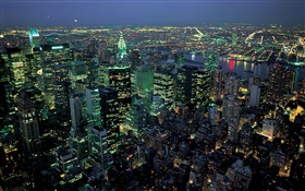 Beautiful night city, lights, top view, New York, USA HD wallpaper