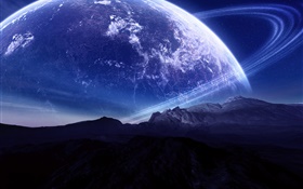 Beautiful scenery, mountains, planet, aura HD wallpaper