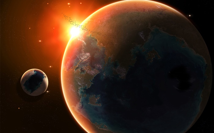 Beautiful space, earth, moon, sun Wallpapers Pictures Photos Images
