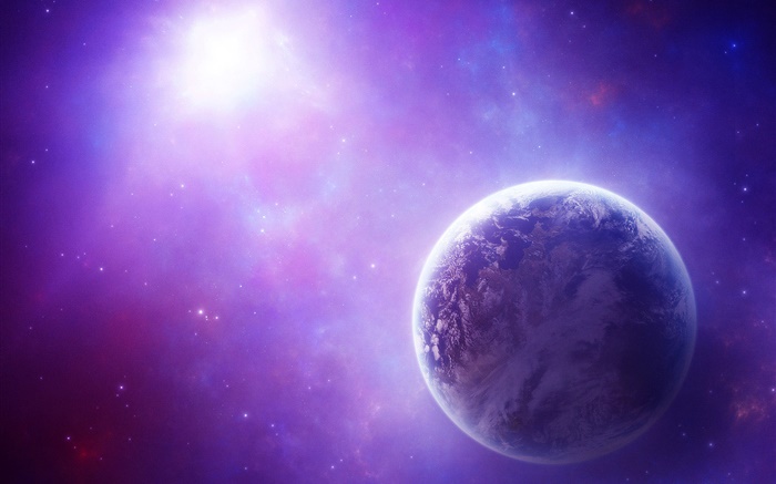Beautiful space, stars, planet, light Wallpapers Pictures Photos Images