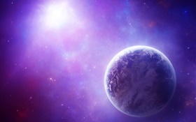 Beautiful space, stars, planet, light