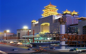 Beijing West Railway Station, night, city, lights, China