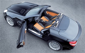 Black Mercedes-Benz car top view, door opened