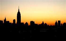 Black silhouette, city, night HD wallpaper