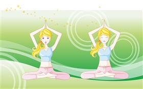 Blonde Yoga girl, vector pictures