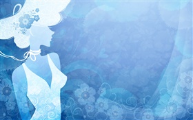 Blue background, fashion vector girl, creative design HD wallpaper