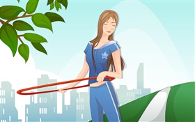 Blue dress vector girl sport HD wallpaper