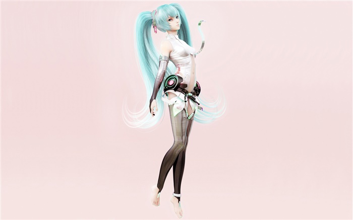 Blue hair anime girl, rendering Wallpapers Pictures Photos Images