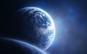 Blue planets and blue space HD wallpaper