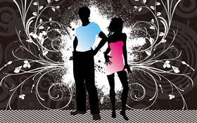 Boy and girl, fashion, creative background, vector design HD wallpaper