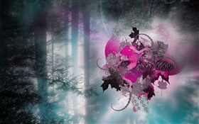 Broken heart in the forest, creative design HD wallpaper