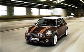 Brown color MINI car speed HD wallpaper