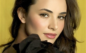 Brown hair girl look back HD wallpaper