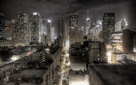 Buildings, houses, lights, night, city
