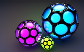 Cell colored balls, look like football, 3D pictures HD wallpaper